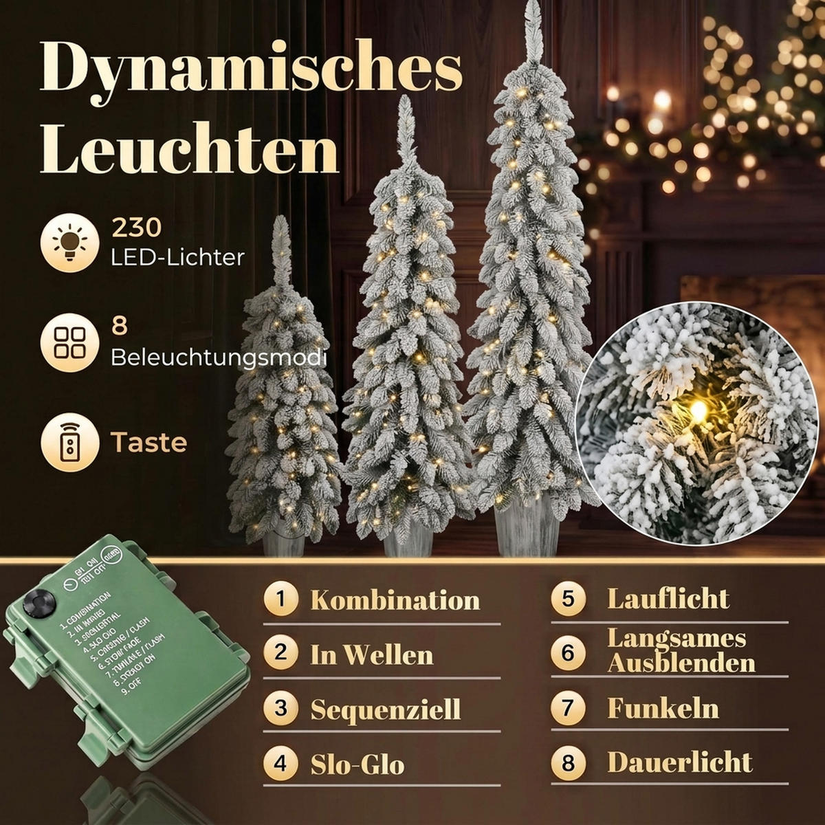 WEIHNACHTSBAUM 3er Set PVC Stahl Grün Weiß - Grün, Kunststoff (150cm) - HOMCOM