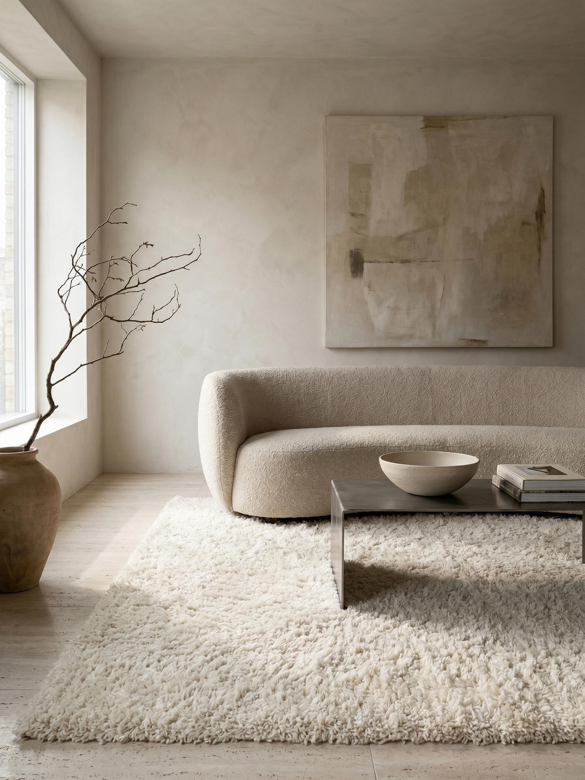 TEPPICH Waschbar Shaggy Uni Kuschelig Schlafzimmer Strapazierfähig Creme 300x400 cm OEKO-TEX – RHEIN - Beige, Textil (300/400cm) - KADIMA DESIGN