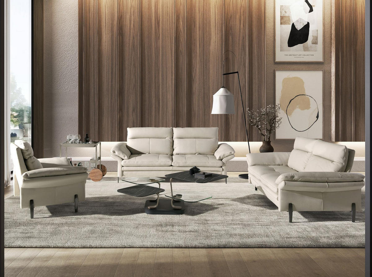 SESSEL Sessel aus taupegrauem Leder 110/96/94 cm - Taupe/Greige, Leder/Metall (110/94/96cm) - ANGEL CERDA