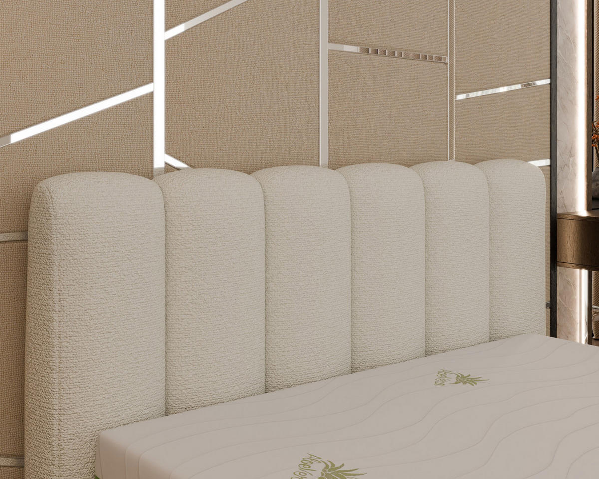 POLSTERBETT Zaira 160x200cm – Elegantes Polsterbett für modernen Wohnstil , ohne matratze, creme - Creme, Holz (140/200cm) - Homesy