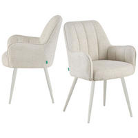 ESSZIMMERSTUHL THOMAS-MAJA 2er-Set 4-Fuss-Gestell - Creme/Weiß, Textil (58/87/62cm) - DUBI Möbel