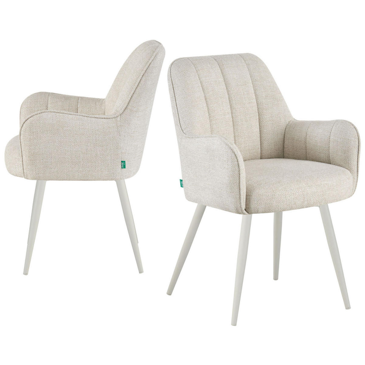 ESSZIMMERSTUHL THOMAS-MAJA 2er-Set 4-Fuss-Gestell - Creme/Weiß, Textil (58/87/62cm) - DUBI Möbel