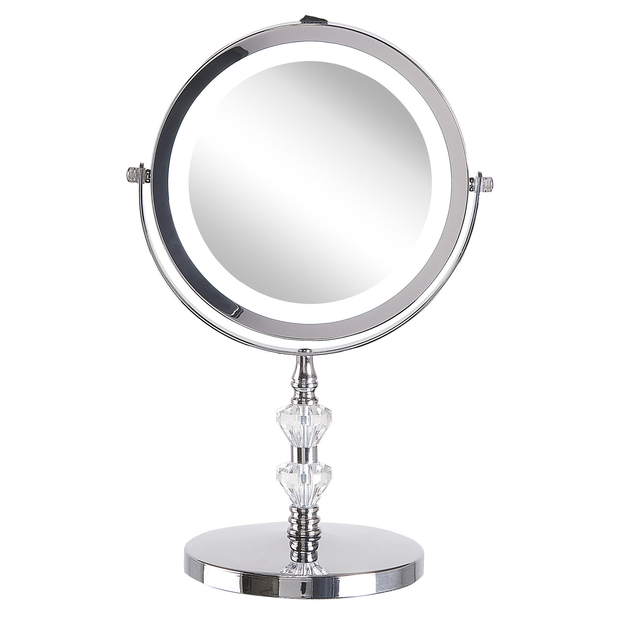 KOSMETIKSPIEGEL silber mit LED-Beleuchtung 20 cm Laon - Silberfarben, Metall (20/31/14cm) - Beliani