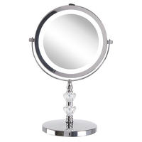 KOSMETIKSPIEGEL silber mit LED-Beleuchtung 20 cm Laon - Silberfarben, Metall (20/31/14cm) - Beliani