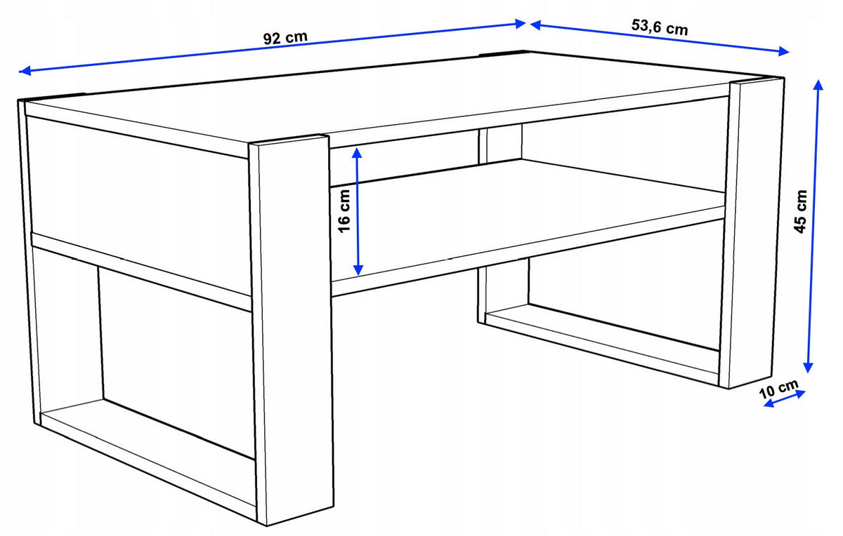 COUCHTISCH Holzwerkstoff rechteckig stabil Nussbaumfarben 45/53,6/92cm - Nussbaumfarben/Weiß, Holzwerkstoff (53.6/92/45cm) - CraftPAK