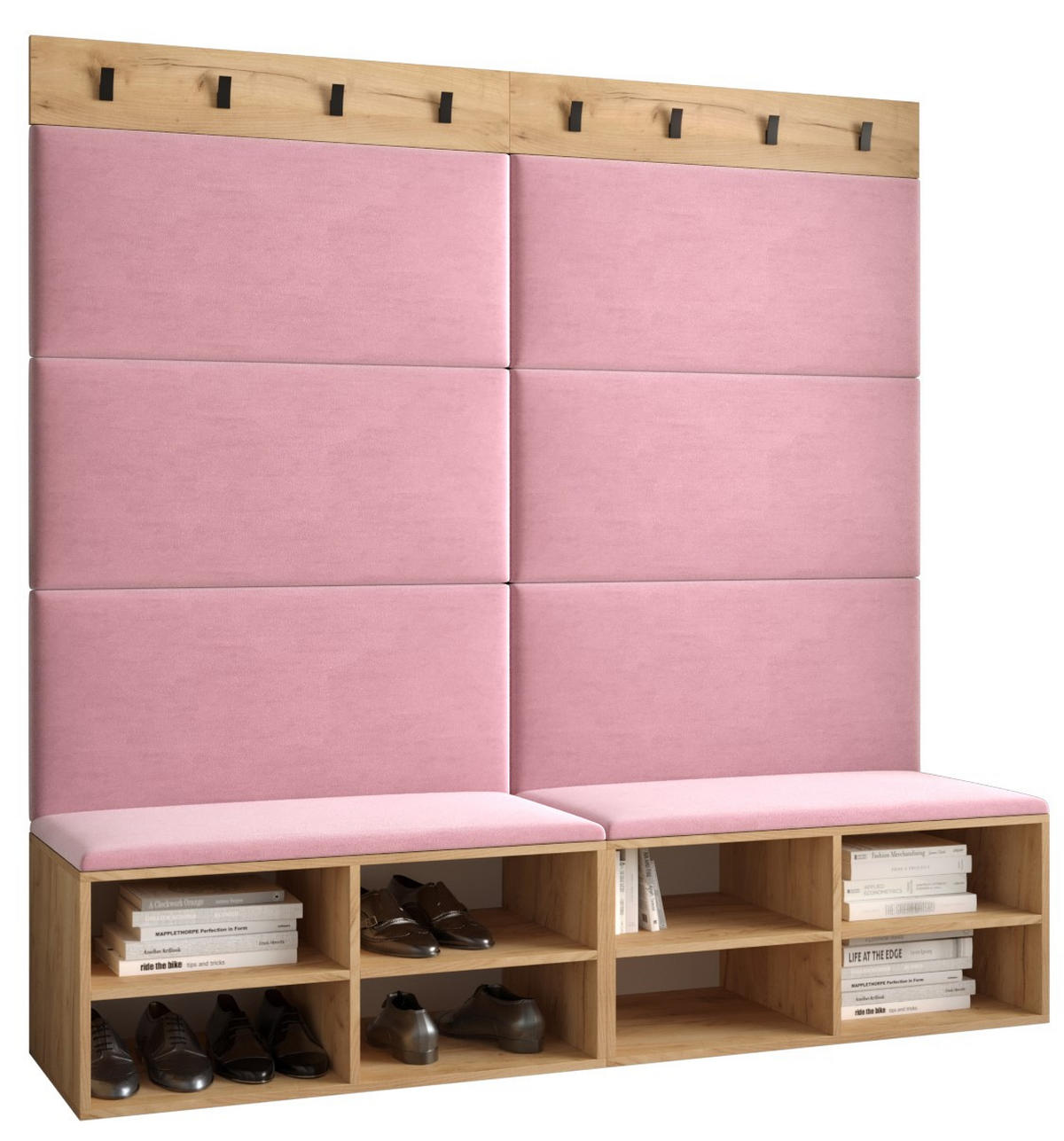 GARDEROBEN-SET 168/184/42 - Pink/Eichefarben, Holz/Kunststoff (168/184/42cm) - MÖBEL KRYSPOL