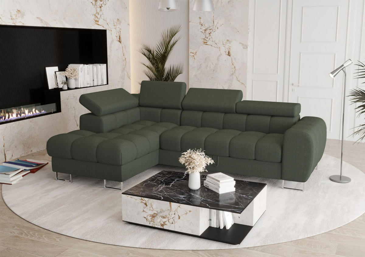 ECKSOFA Bastien Mit Schlaffunktion - Grün, Holzwerkstoff/Textil (170/260cm) - Fun Möbel