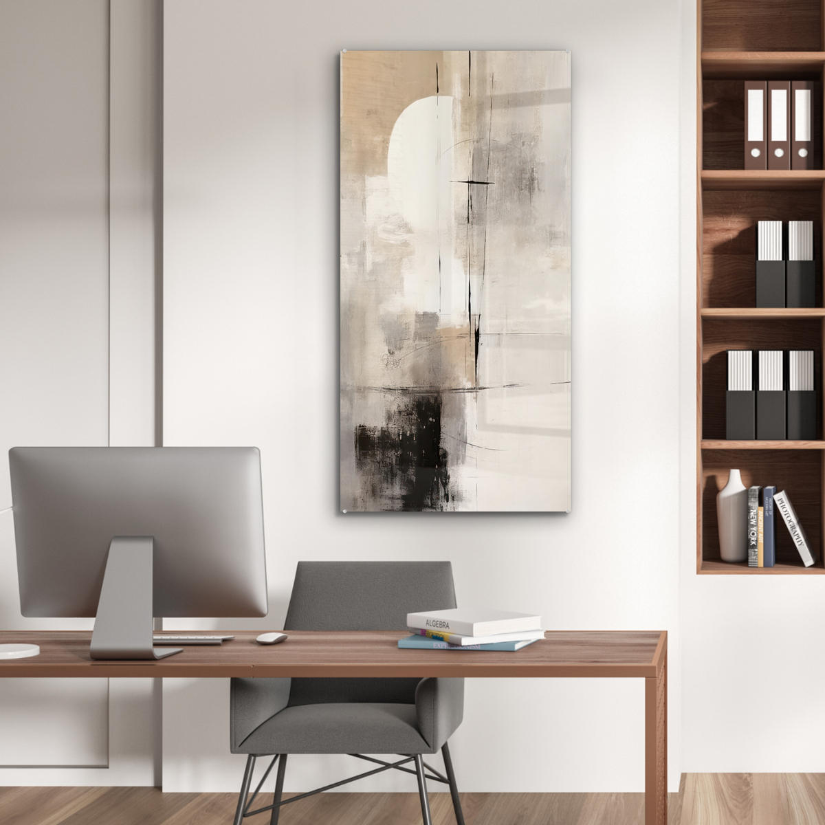 OBRAZ NA AKRYLOVOM SKLE Abstraktné - Umenie - Sivé 60x120 cm - svetlosivá, sklo (60/120cm) - MuchoWow