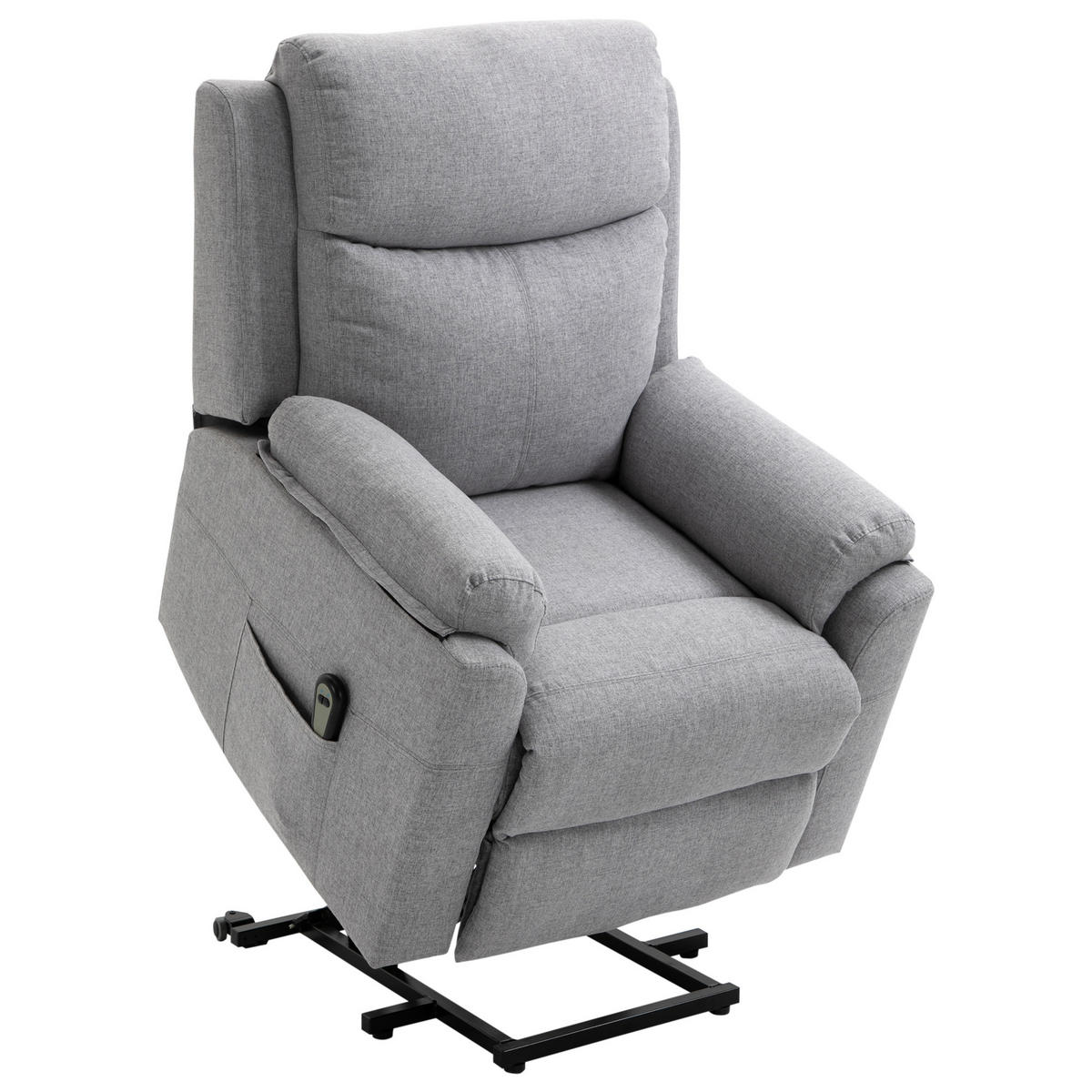 FERNSEHSESSEL mit Aufstehhilfe, Grau - Schwarz/Grau, Textil/Metall (89/102/83cm) - HOMCOM