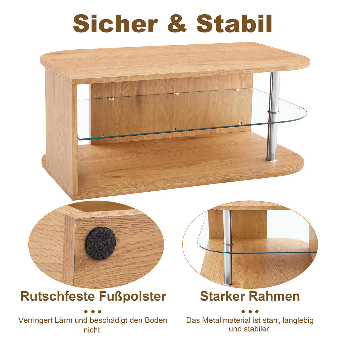 COUCHTISCH Naturholzfarben 100/60/42 cm - Naturfarben, Holzwerkstoff (60/100/42cm) - PANGIVO