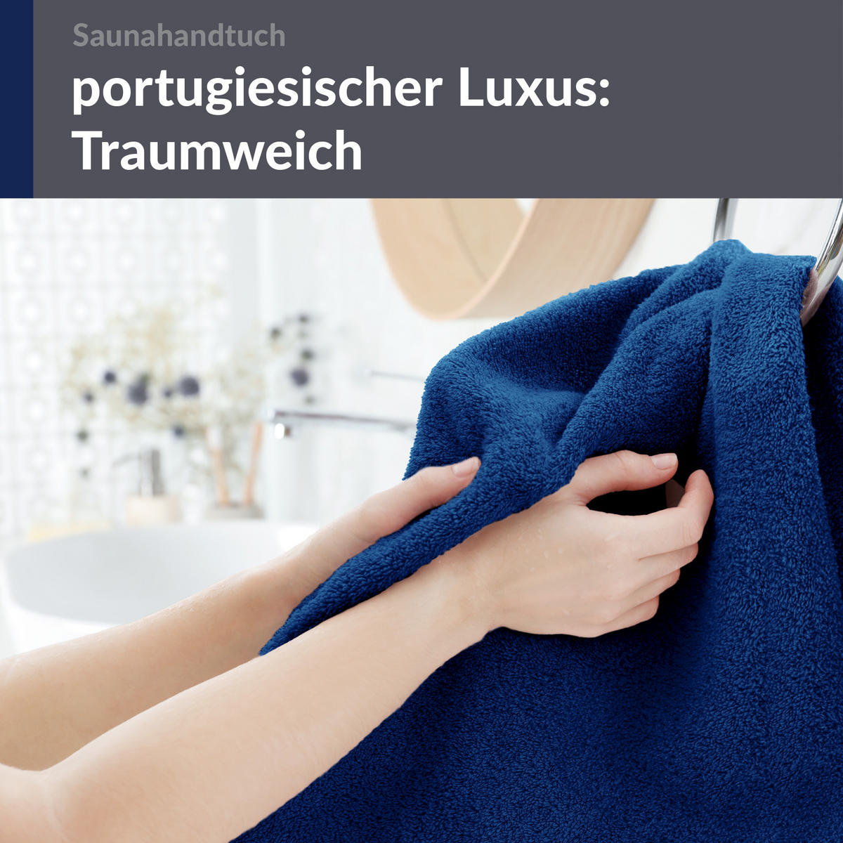 BADETUCH London Marine Blau 100x200 cm - Dunkelblau, Textil (100/200cm) - Lashuma