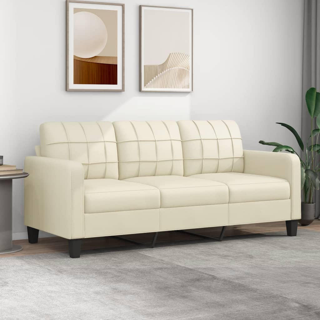 3-SITZER-SOFA Donaueschingen - Creme, Leder (198/80/77cm) - Nettlife