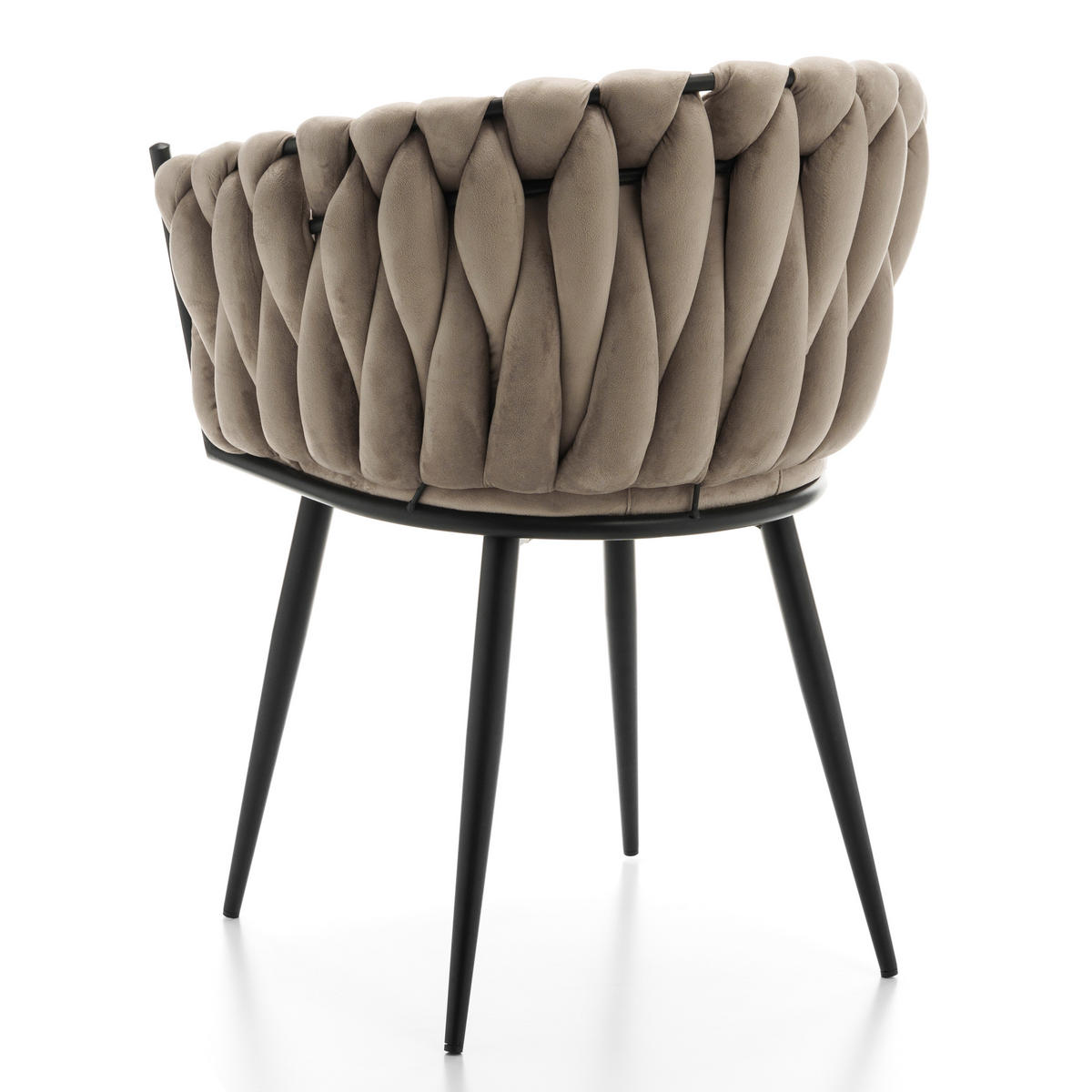 STUHL LATINA gepolstert mit Steppung - dunkelbeige - Samt Velours - Beige/Schwarz, Textil/Metall (60/83/55cm) - NEW HOME