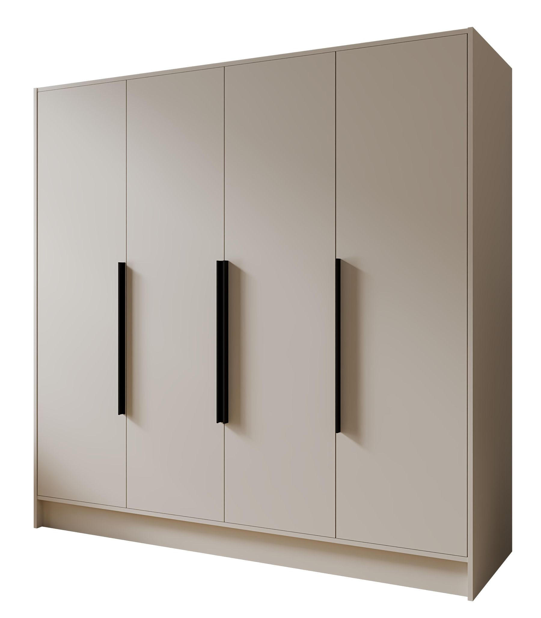 SCHRANK Kaschmir ORTO 200 g Glatt Ohne Spiegel Mit Schwarzen Griffen - Ecru, Holzwerkstoff (200/200/51cm) - Sepro Meble