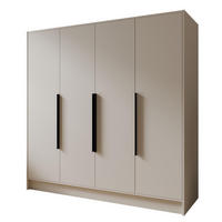 SCHRANK Kaschmir ORTO 200 g Glatt Ohne Spiegel Mit Schwarzen Griffen - Ecru, Holzwerkstoff (200/200/51cm) - Sepro Meble