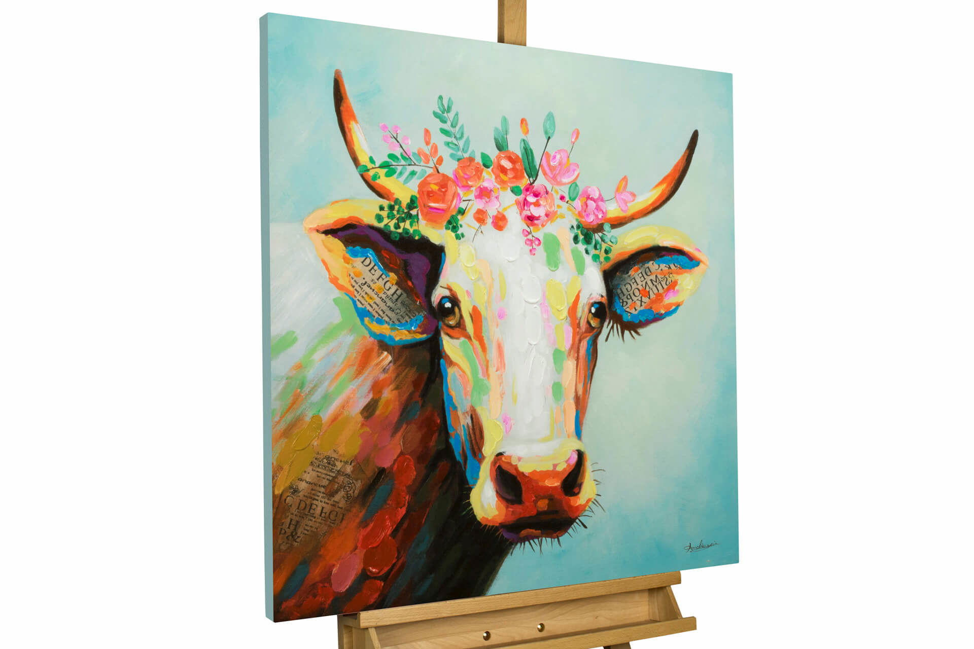 Kunstloft Ölgemälde Blau, Braun 80x80 cm
