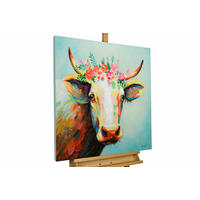 ÖLGEMÄLDE 80/80 cm - Blau/Braun, Holz/Textil (1.6/80cm) - KUNSTLOFT
