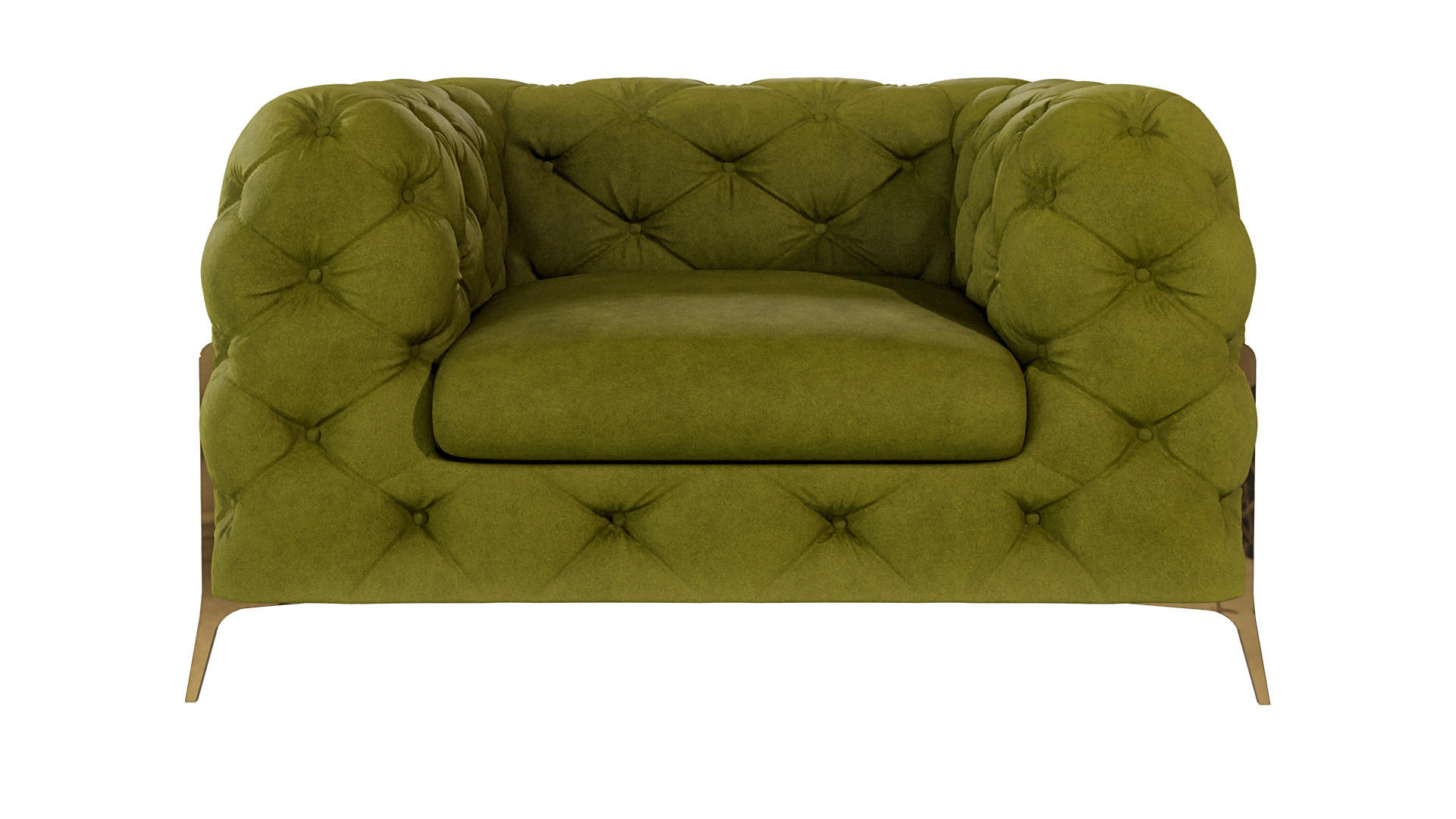 CHESTERFIELD-SESSEL Lexi Olive Samt - Goldfarben/Olivgrün, Holz/Textil (125/75/100cm) - S-Style Möbel