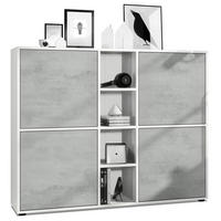 HIGHBOARD Cuba Türen in Beton Oxid Optik - Hellgrau, Holzwerkstoff (130.5/105.5/35.5cm) - Vladon