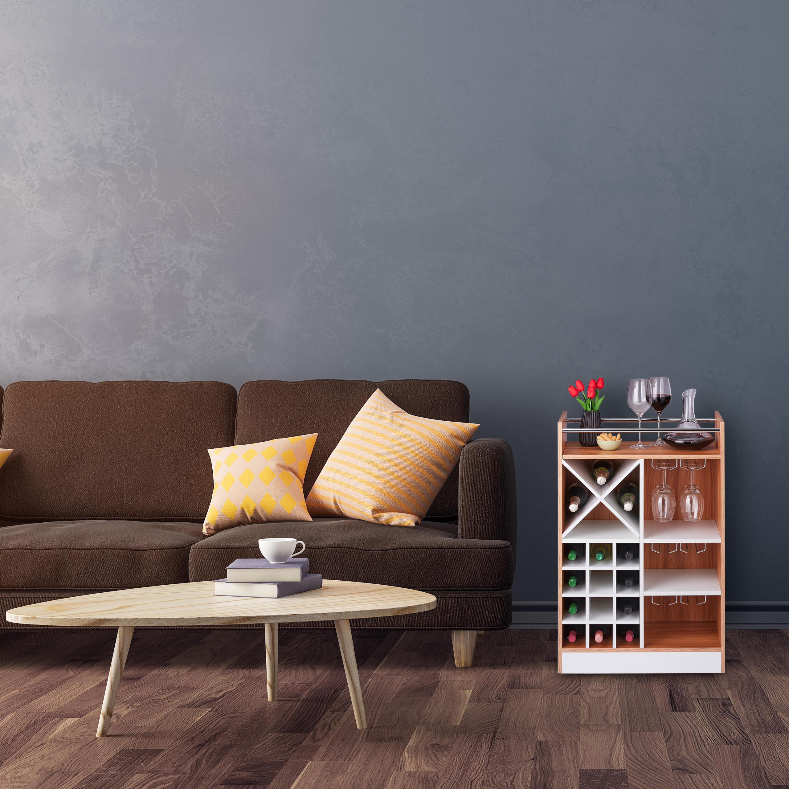 WEINREGAL - Multicolor, Holzwerkstoff (63/96/35cm) - Relaxdays