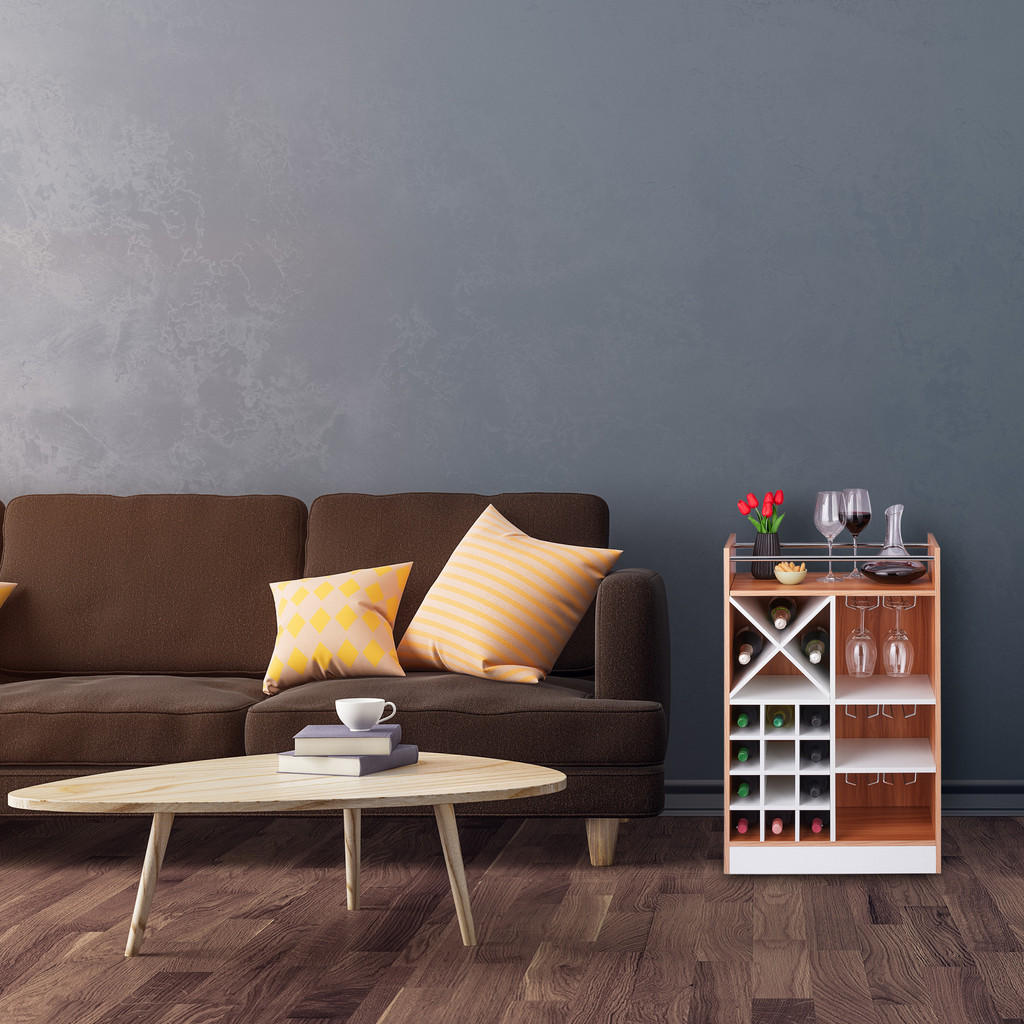 Thumbnail - Relaxdays Weinregal, Mehrfarbig, Holzwerkstoff, 63x96x35 cm, Wohnzimmer, Regale, Weinregale