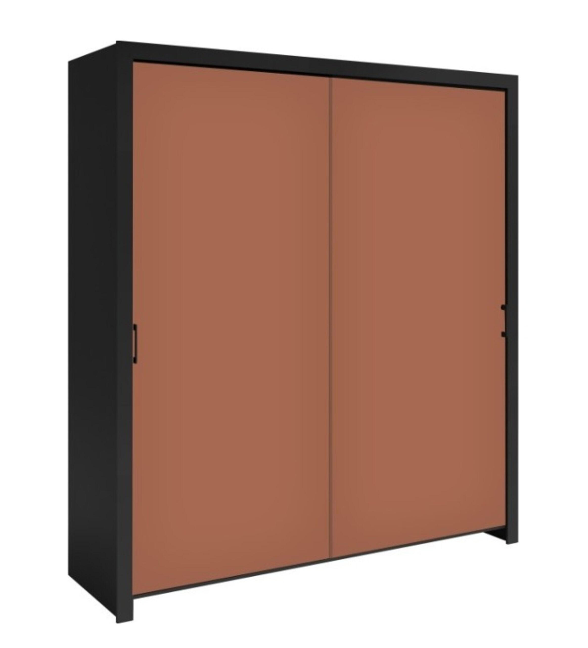 SCHIEBETÜRENSCHRANK - Kleiderschrank Sahara - 185 - Rotwein - Rot/Schwarz, Holzwerkstoff (185/206/60cm) - Möblo