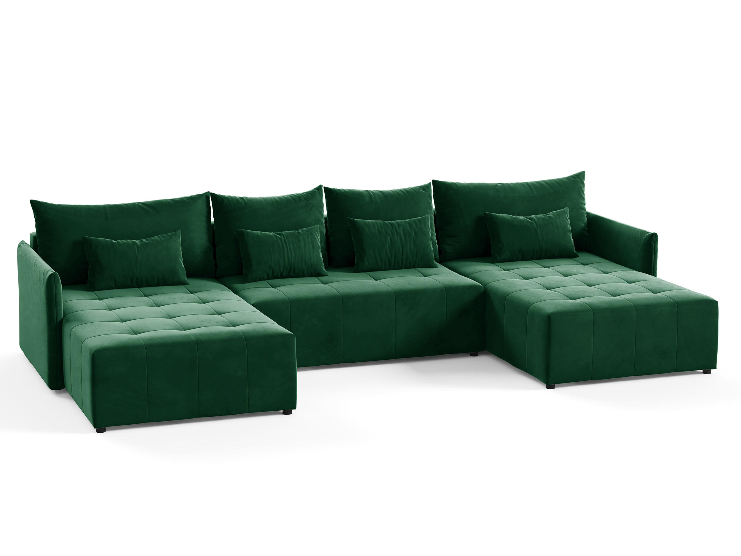 WOHNLANDSCHAFT Leno U - Grün, Holz/Textil (365/80/180cm) - Sofnet