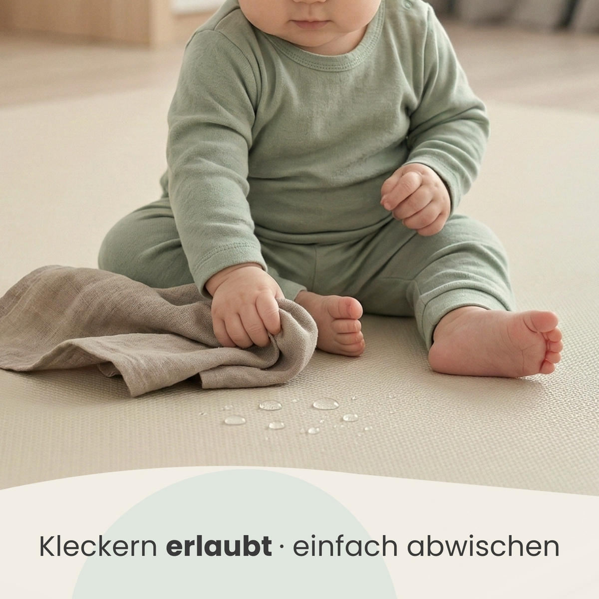 SPIELMATTE ab Null - 180/90/1 cm Puzzlematte mit Rand Beige - Beige, Kunststoff (30/30cm) - Littletom