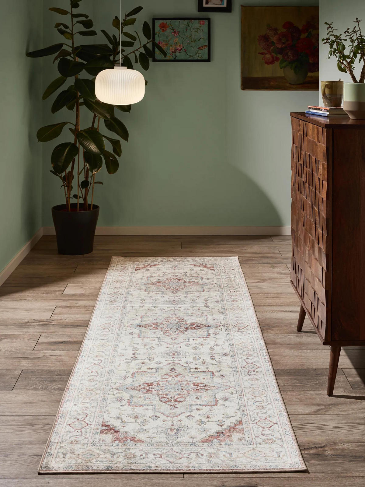 VINTAGE-LÄUFER Miray waschbar 80/240 cm - Rot/Multicolor, Kunststoff (80/240cm) - benuta Nest