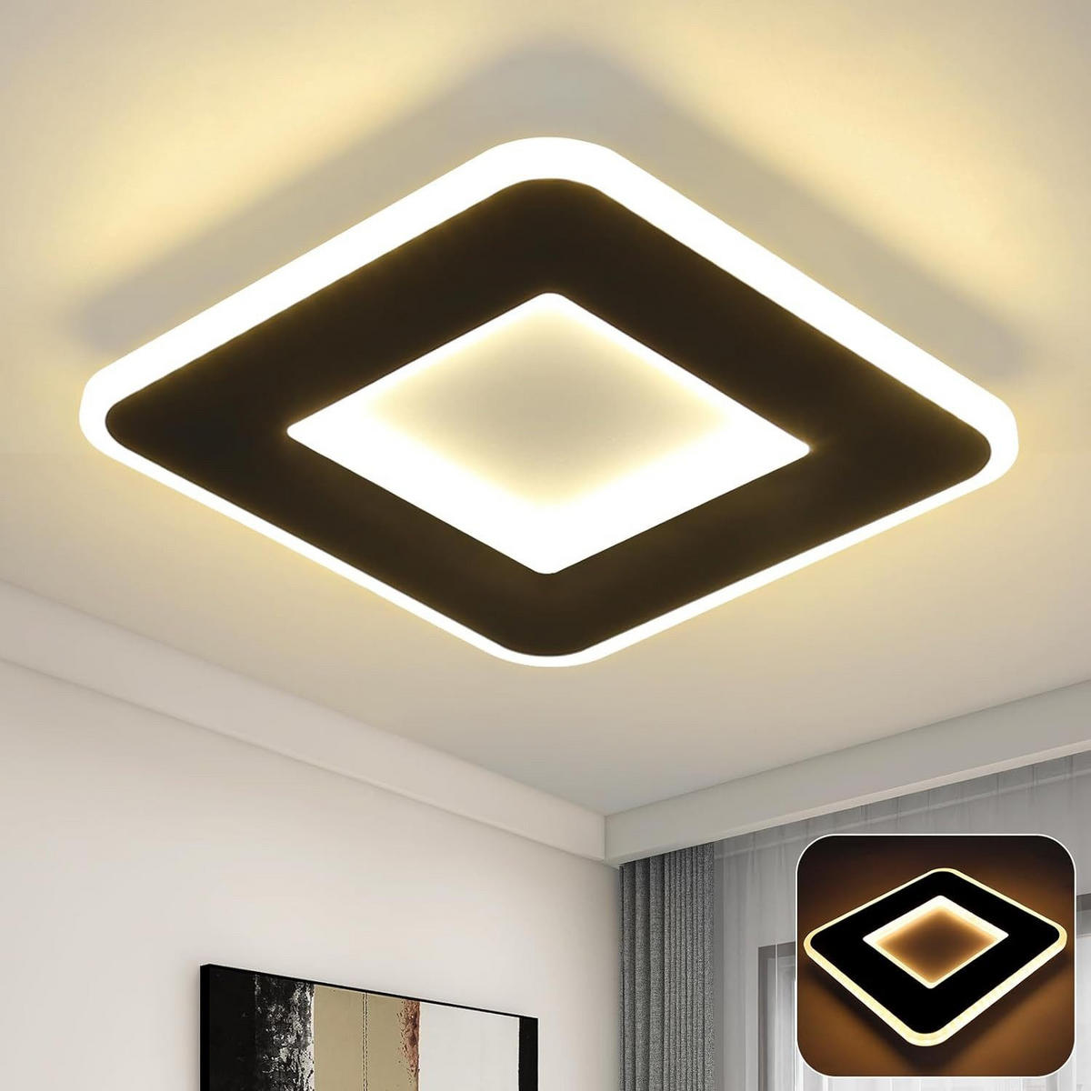 LED-DECKENLEUCHTE Gunther 24 cm - Schwarz, Metall (24/24/4cm) - Nettlife