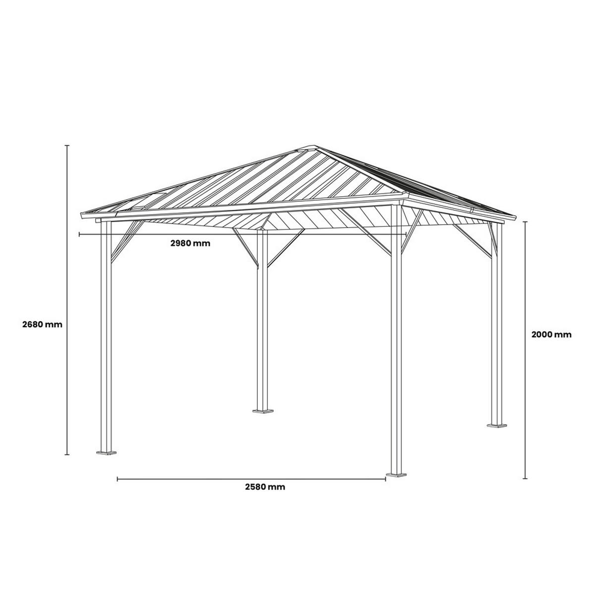 LED Solar Pavillon AZUR - 300 x 270 cm - Anthrazit, Metall (298/268/298cm) - Home Deluxe