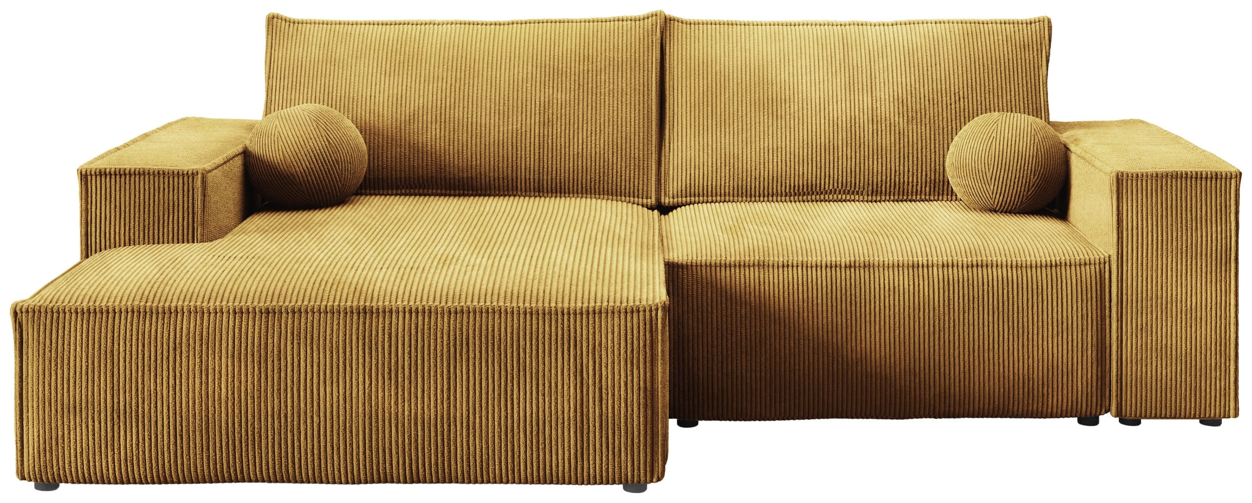 ECKSOFA Pablo Mini mit Schlaffunktion Gelb Cord - Gelb, Textil (255/148cm) - Bromarkt