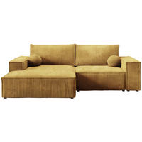 ECKSOFA Pablo Mini mit Schlaffunktion Gelb Cord - Gelb, Textil (255/148cm) - Bromarkt