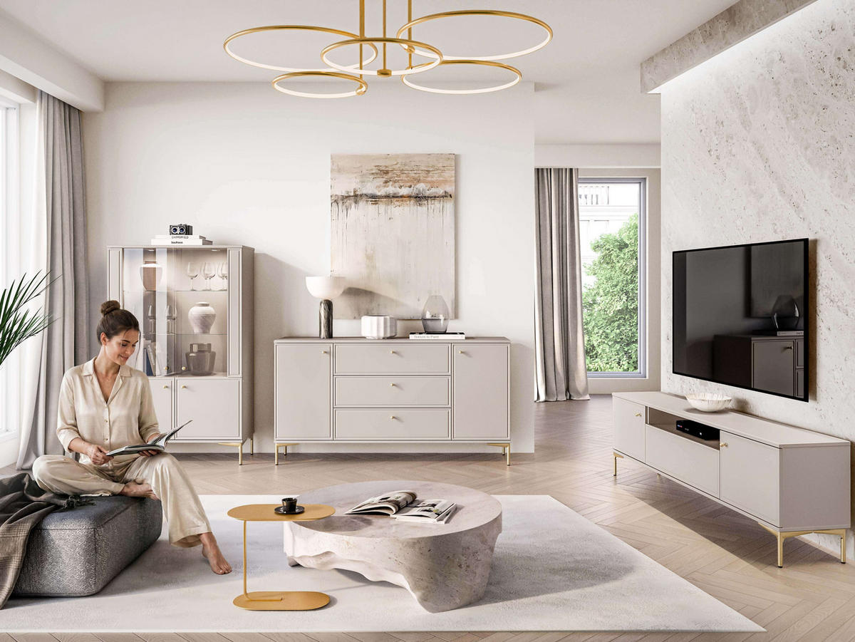 KOMMODE – 160 cm – Sandro – Sandfarben - Sandfarben, Holzwerkstoff (160/85/40cm) - hi-markt