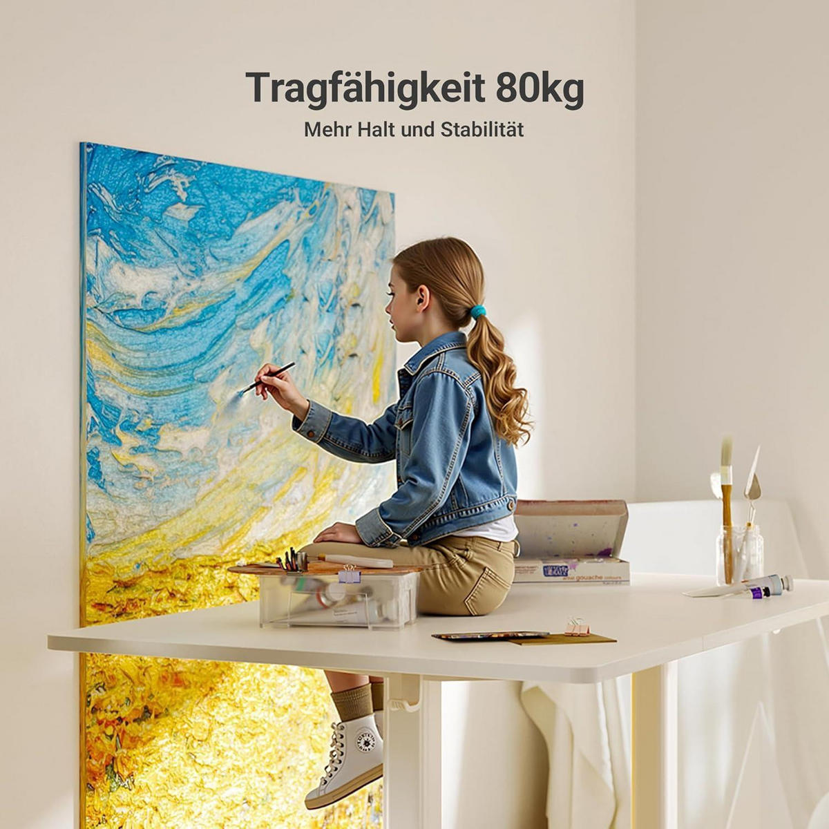 SCHREIBTISCH elektrisch höhenverstellbar 160 x 80 cm Weiß mit Memory-Funktion - Weiß, Kunststoff (70/140/75cm)