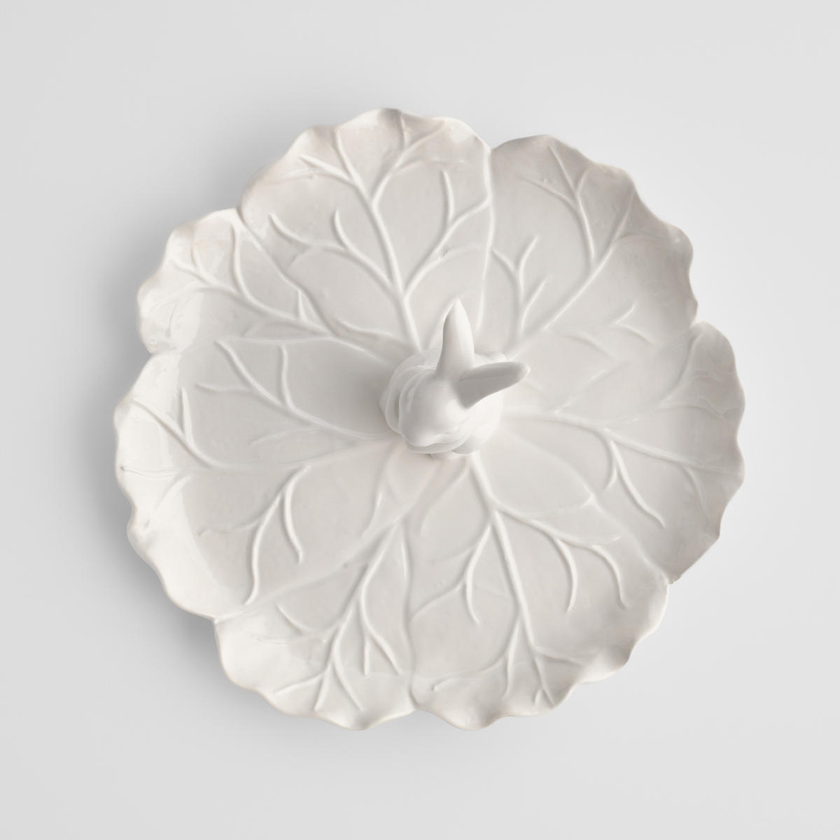 SERVIERTELLER Whitebunno - Weiß, Stein (25.6/11.7/25.6cm) - home&you