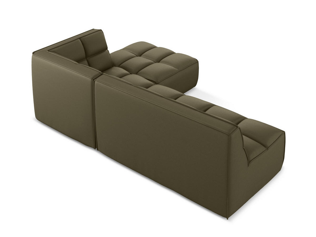 ECKSOFA Beidseitig Kunstleder Grün - Schwarz/Olivgrün, Leder/Kunststoff (258/178cm) - Makamii