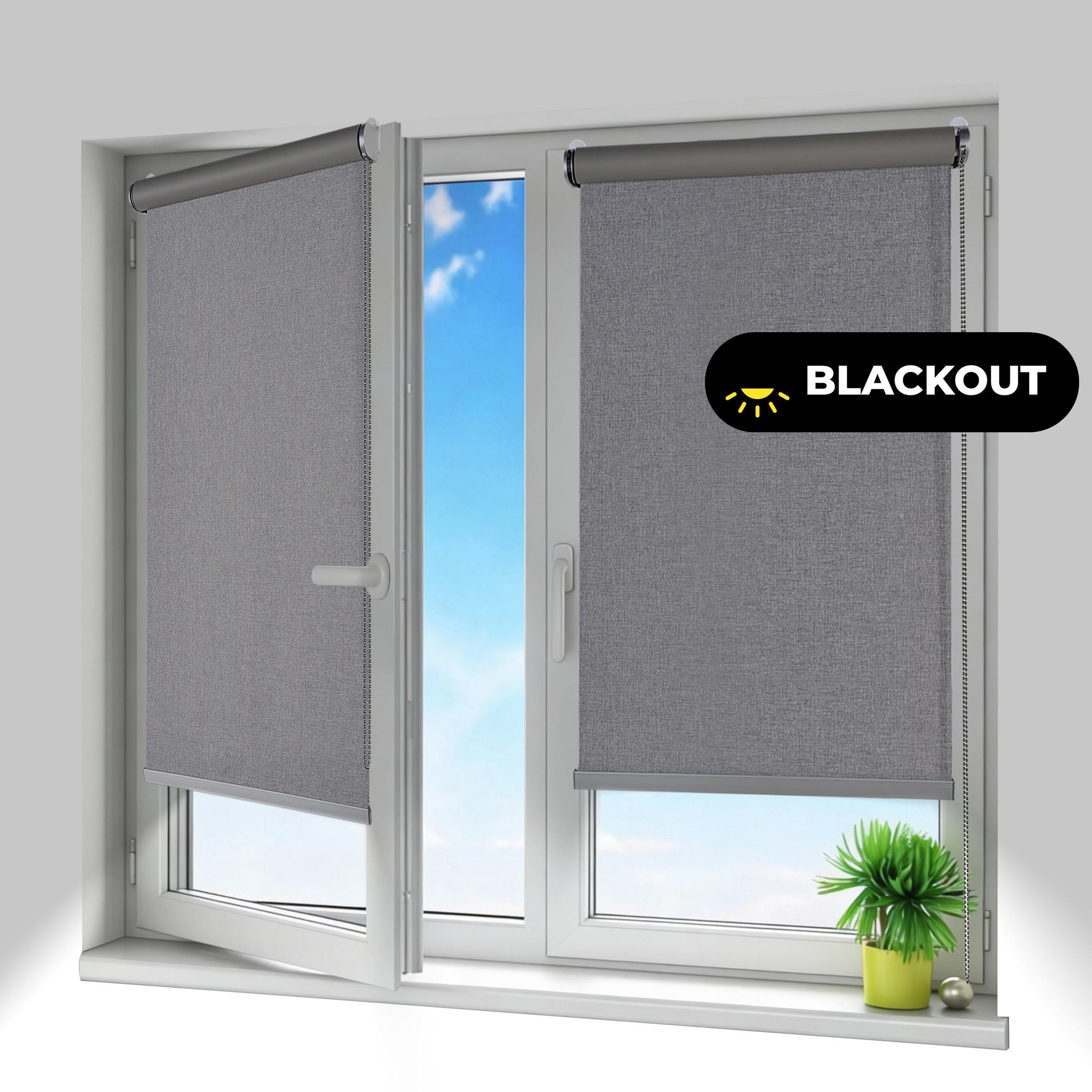 VERDUNKELUNGSROLLO Moon Plus Easyfix Grau 60x180 - Grau, Kunststoff (60/180/1cm) - STORESDECO