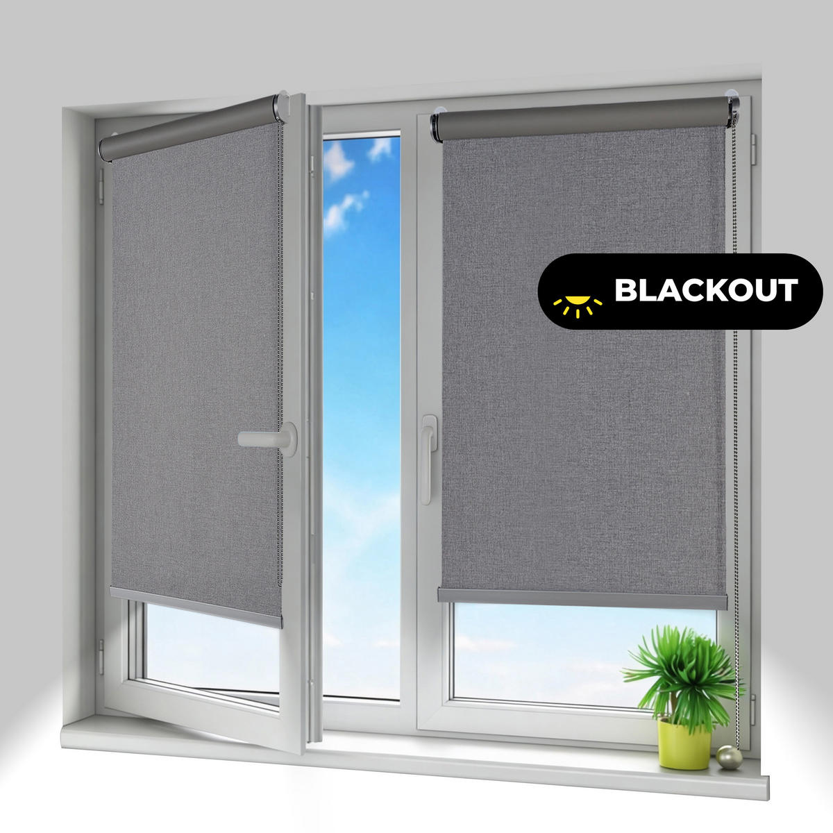 VERDUNKELUNGSROLLO Moon Plus Easyfix Grau 60x180 - Grau, Kunststoff (60/180/1cm) - STORESDECO