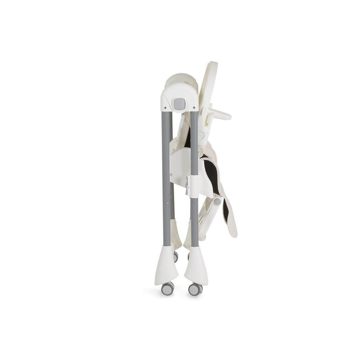 HOCHSTUHL Rico klappbar weiß höhenverstellbar, Doppeltablett, Räder, Gurt - Weiß, Metall (52/96/81cm) - Moni