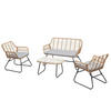 GARTENLOUNGE RIVIERA 4er Set braun, grau, schwarz - Braun/Grau, Metall - IDIMEX