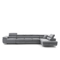 ECKSOFA WILD XXL Rechts mit Schlaffunktion 125x240 Velours Grau - Silberfarben/Grau, Holz/Textil (200/400cm) - Muffo