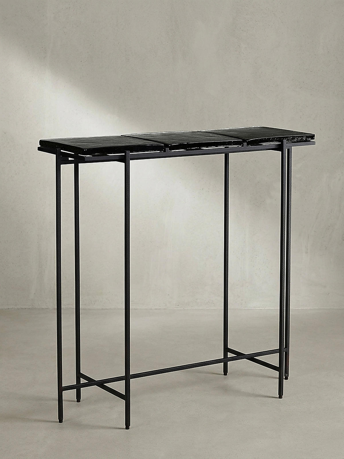 KONSOLENTISCH – Schwarz/Glas, 90x29x85 cm, Metallgestell, mit abnehmbaren Tischplatten - Schwarz, Glas/Metall (29/90/85cm) - KADIMA DESIGN