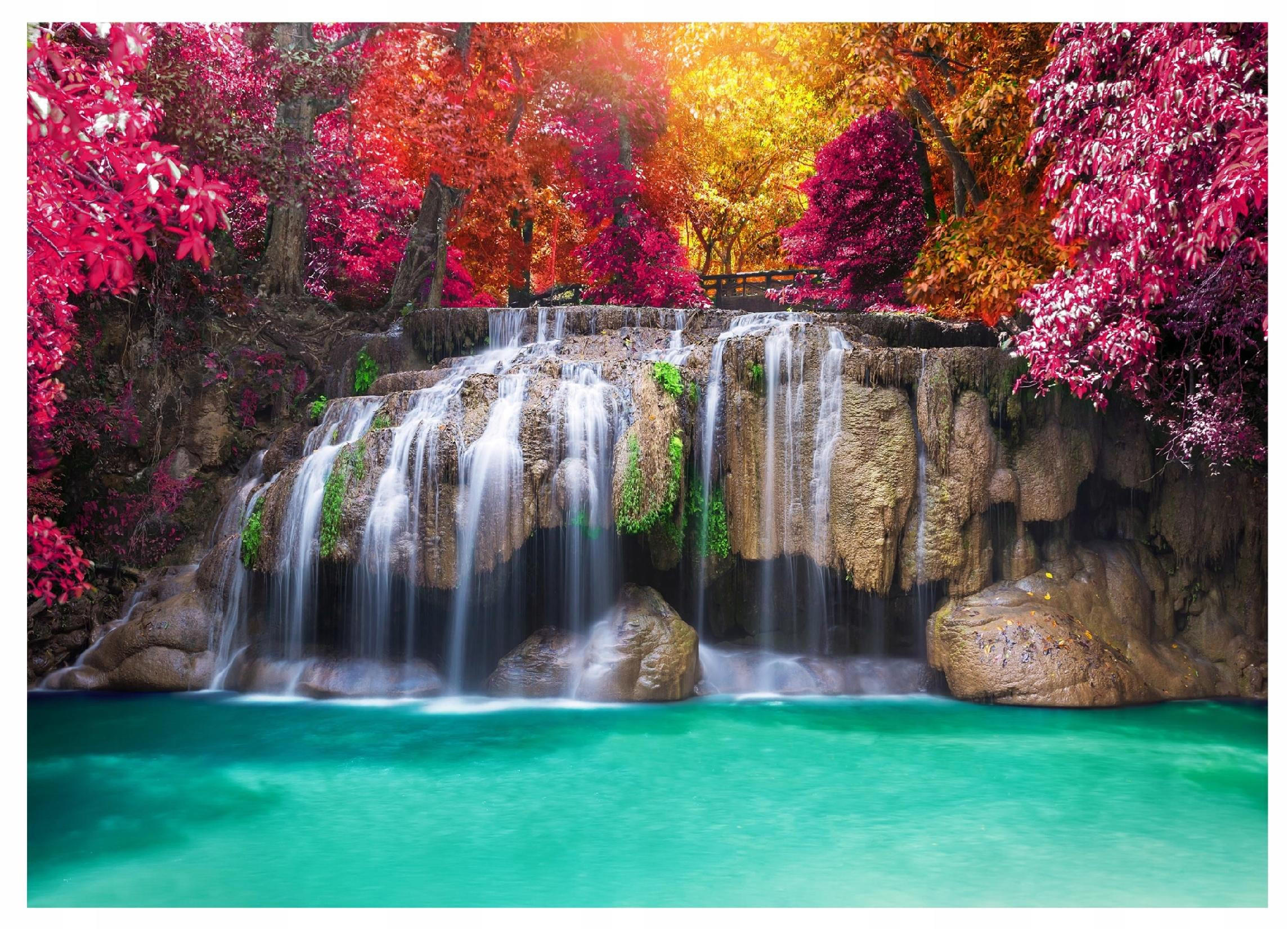FOTOTAPETE Wasserfall 3D Natur 300x210 - Multicolor, Papier (300/210cm) - Wallarena