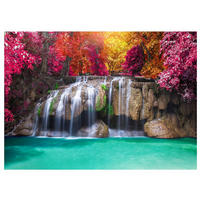 FOTOTAPETE Wasserfall 3D Natur 300x210 - Multicolor, Papier (300/210cm) - Wallarena
