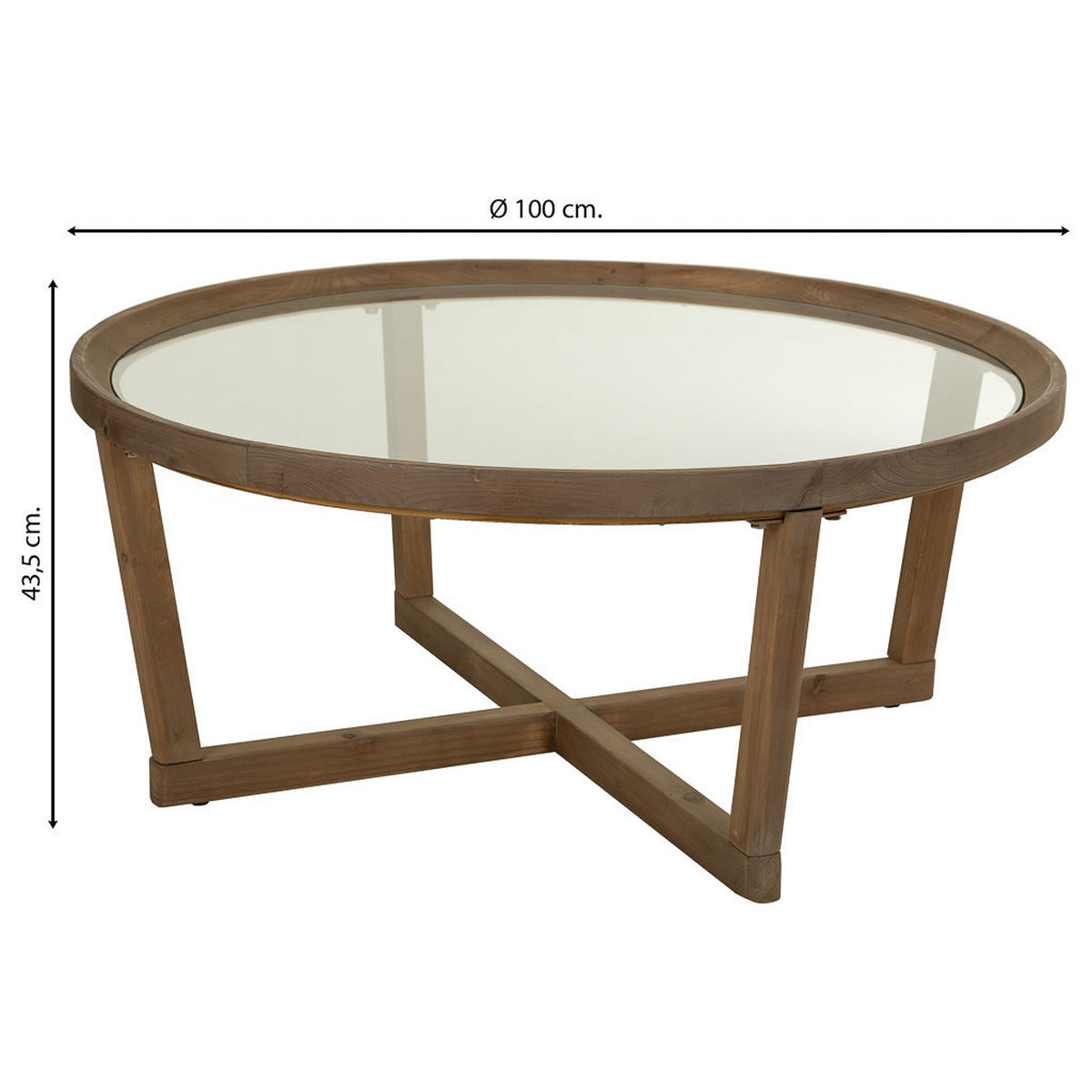 COUCHTISCH aus Holz und Metall D100x44 cm - Braun, Holz (100/100/43.5cm) - Wanderlust