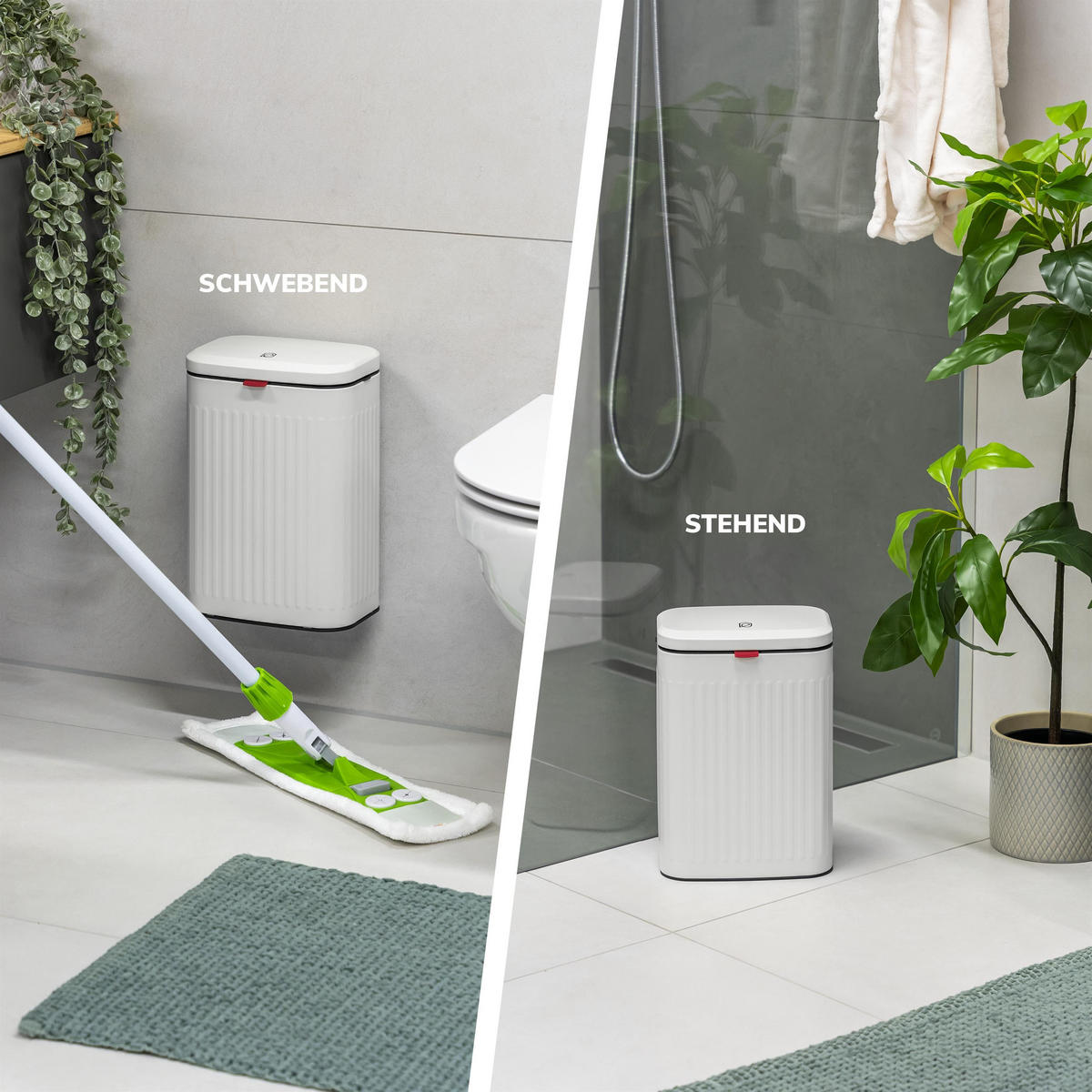 ABFALLEIMER, Metall weiß, 6 Liter - Weiß, Metall (22.5/31/16.5cm) - eluno