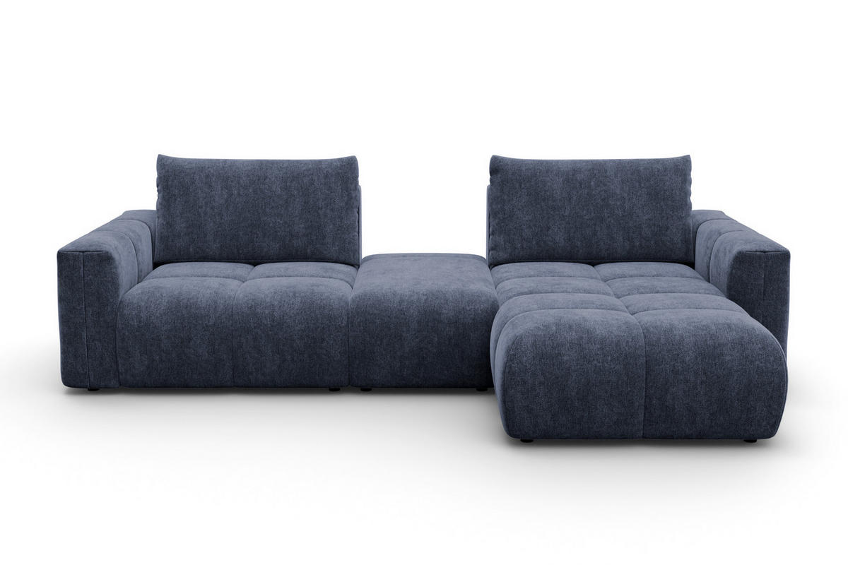 ECKSOFA VERONA 4-Sitzer RECHTS, Marineblau - Blau/Schwarz, Holz/Textil (282/173cm) - Courtois Laville
