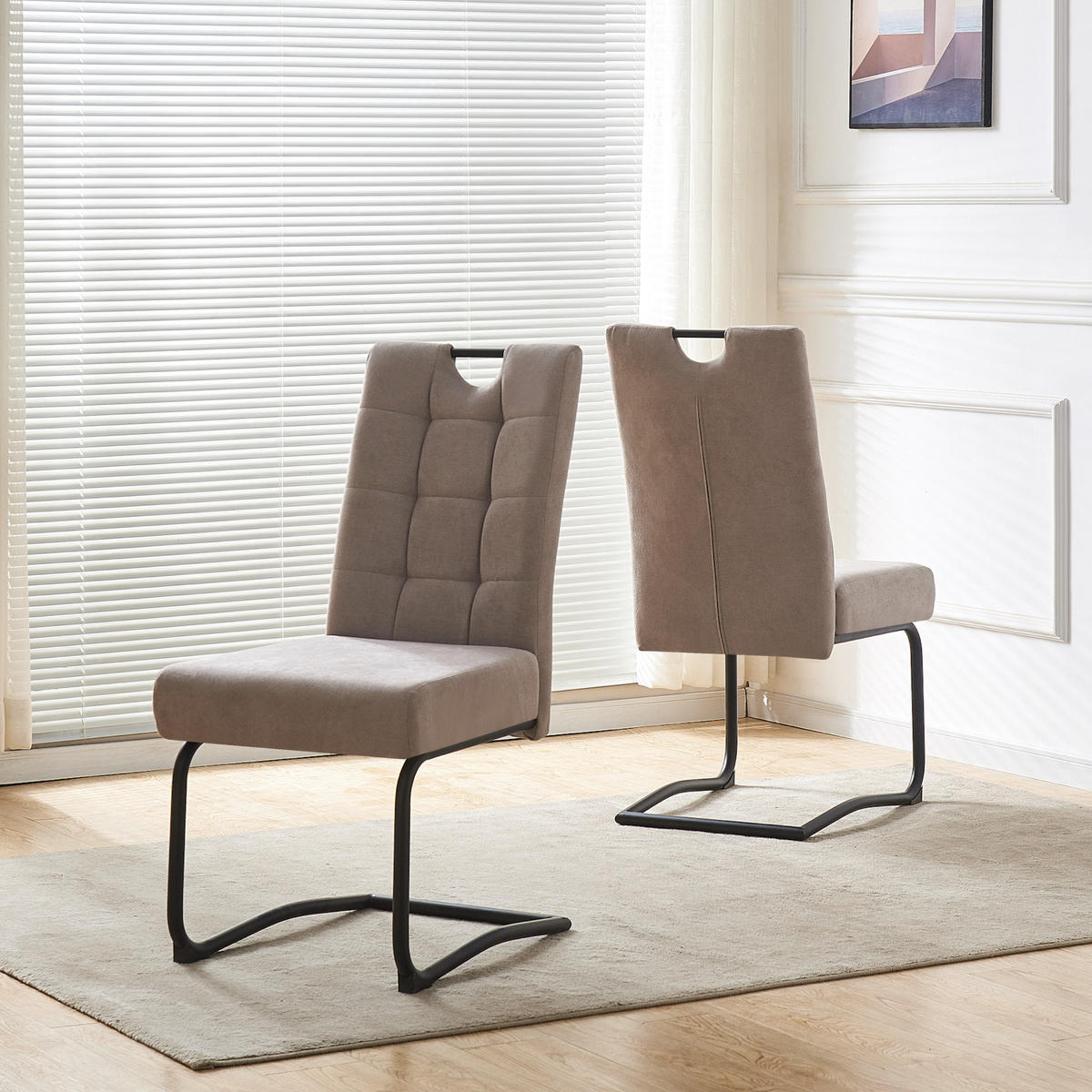 SCHWINGSTUHL SOFIA Grau 2 Stück - Grau, Textil/Metall (48/97/60cm) - B&D Home