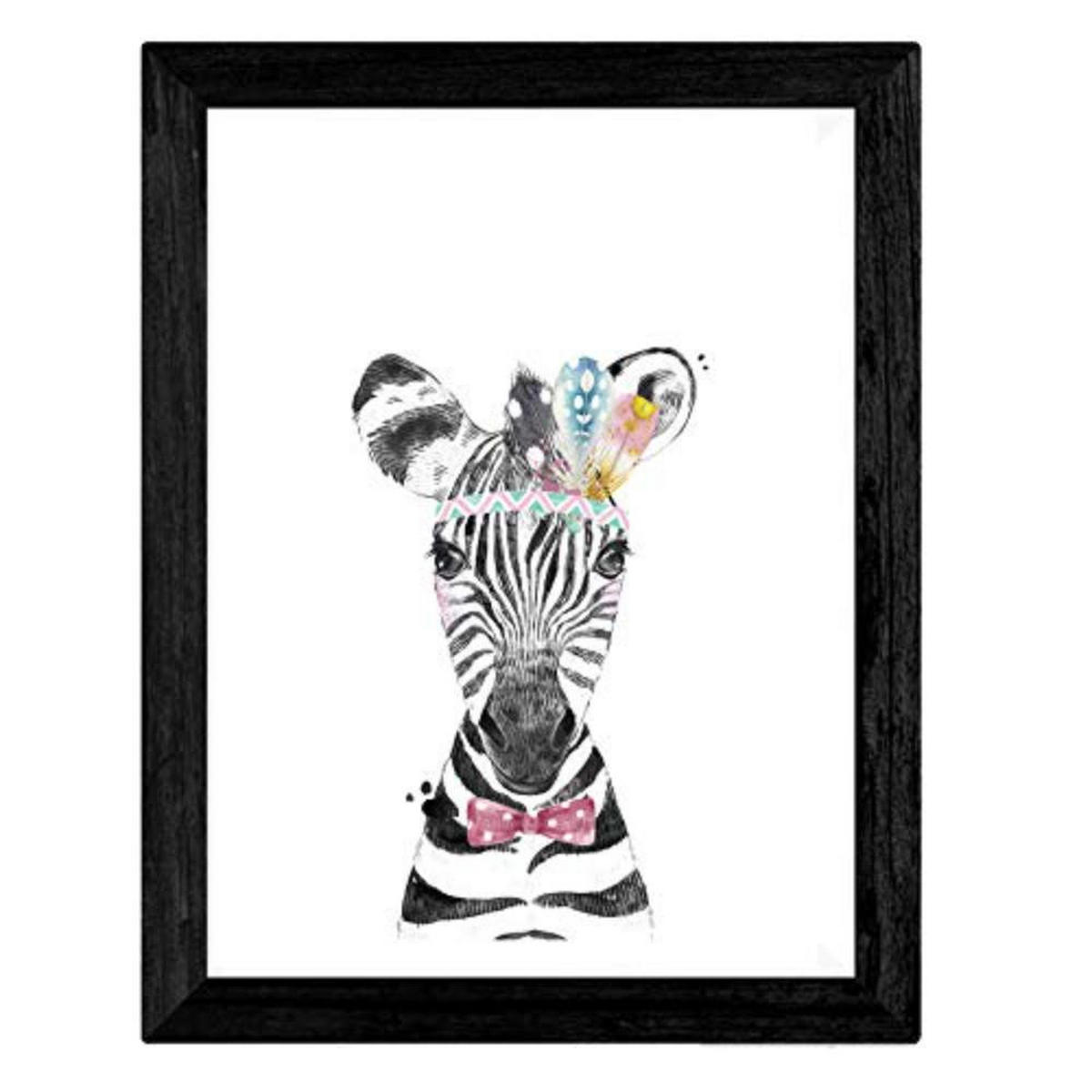 POSTER Set mit 4 Tiere Kinderferien A3 Schwarzer Rahmen - Schwarz, Papier (29.7/3cm) - Nacnic